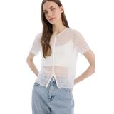 DeFacto Fitted Bisiklet Yaka Tül Kısa Kollu Beyaz Bluz, XS, TYCD6B4B0C7BCC8E00, Beyaz-WT32, Kadın