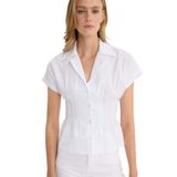 DeFacto Fitted Ceket Yaka Poplin Kısa Kollu Gömlek, L, F9335AX25AU, Beyaz-WT83, Kadın