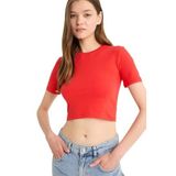 DeFacto Fitted Crop Basic Kırmızı Tişört, M, F8924AX25HS, Kırmızı-RD1, Kadın