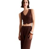DeFacto Fitted Düğmeli Yelek Kahverengi, XL, Fitted Düğmeli Yelek, Kahve-BN214, Erkek