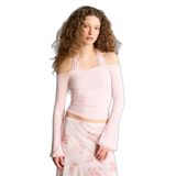 DeFacto Fitted Halter Yaka Fitilli Kaşkorse Uzun Kollu Tişört, XL, G9831AX26SP, Pembe-PN74, Kadın