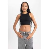 DeFacto Fitted Halter Yaka Kadın Atlet, XS, B0658AX23SM, Siyah-BK81
