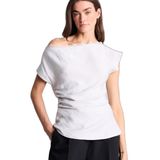 DeFacto Fitted Kayık Yaka Kısa Kollu Bluz, S, H2052AX26SP, Gri-GR294, Kadın