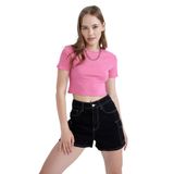 DeFacto Fitted Pamuklu Kısa Kollu Tişört Pembe, S, B0688AX23SM, Pembe-PN620, Kadın