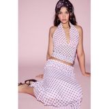 DeFacto Fitted Puantiyeli Halter Yaka Tül Pembe Bluz H5916AX26SM
