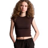 DeFacto Fitted Ribana Tişört, S, H1129AX26SP, Kahve-BN267, Kadın