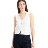DeFacto Fitted V Yaka Basic Düğmeli Yelek, S, Fitted V Yaka Basic Düğmeli Yelek, Ekru-ER105, Kadın