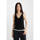 DeFacto Fitted V Yaka Basic Triko Atlet, M, D3000AX24SM, Siyah-BK27, Kadın