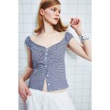 DeFacto Fitted V Yaka Poplin Kısa Kollu Bluz, XL, H3943AX26SM, Lacivert, Kadın