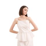 DeFacto Fitted Volanlı Poplin Askılı Beyaz Bluz, L, F2317AX25SM, Beyaz-WT32, Kadın