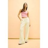 DeFacto Flare Fit Beli Lastikli Bürümcük Pantolon, 38, E9942AX25SM, Beyaz, Kadın