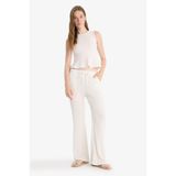 DeFacto Flare Fit Cepli Normal Bel Standart Boy Bürümcük Pantolon, 38, F7659AX25HS, Beyaz, Kadın