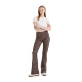 DeFacto Flare Fit Leopar Desenli Düz Paça Uzun Boy Pantolon, XS, D7452AXBG655mc, bej, Kadın