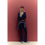 DeFacto Flare Fit Ribana Pantolon, XS, E0628AX26SP, Lacivert, Kadın