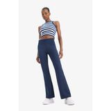 DeFacto Flare Fit Toparlayıcı Yüksek Bel Sporcu Pantolon, S, E7757AX25SP, Lacivert-NV28, Kadın