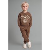 DeFacto G5132A525WN Kahve-BN589 Baskılı Sweatshirt Eşofman Altı Erkek Bebek 2'li Takım
