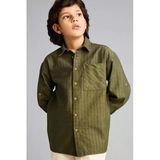 Defacto G6423a8kh461 Haki Oversıze Çizgili Poplin Gömlek Erkek Çocuk