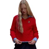 DeFacto G6850AX26SP RD295 Kırmızı Slim Fit V Yaka Kadın Kazak