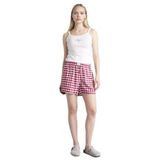 DeFacto G7995AX26SP Bordo-BR205 Kadın Kareli Şort Pijama