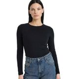 DeFacto G8256AX25WN BK81 Siyah Slim Fit Bisiklet Yaka Basic Düz Modal Uzun Kollu Kadın Tişört