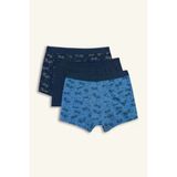 Defacto G8450a8ın103 İndigo Hayvan Desenli Penye 3'Lü Boxer Erkek Çocuk