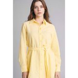 DeFacto G8505AX26SP YL273 Sarı Regular Fit Gofre Dokulu Tunik