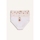 DeFacto G8660A826SP %100 Pamuk Kalp Desenli Ribana 3'lü Kız Çocuk Slip Külot