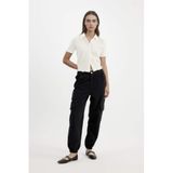 DeFacto Gabardin Jogger Pantolon Normal Bel Basıc Kargo Cepli, 34, B0454AX24AU, Siyah, Kadın