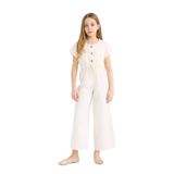 DeFacto Gabardin Kısa Kollu Tulum Kız Çocuk, 7-8 Yaş, Gabardin Kısa Kollu Tulum, Ekru-ER233, Kadın