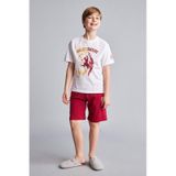 Defacto Galatasaray Kısa Kollu Pijama Üst Şort Pijama Alt 2li Pijama Takımı Erkek Çocuk H7511a826hswt34 Beyaz-wt34