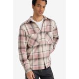 DeFacto Gül Kurusu Regular Fit Polo Yaka Kareli Flanel Uzun Kollu Gömlek, L, E801GY116152, Gül Kurusu, Erkek