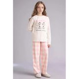 Defacto H0102a8er103 Ekru %100 Pamuklu 2'Li Pijama Takımı Kız Çocuk