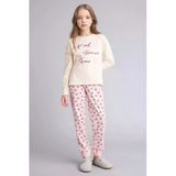 Defacto H0105a8er233 Ekru %100 Pamuklu 2'Li Pijama Takımı Kız Çocuk