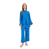 DeFacto Harem Keten Karışımlı Geniş Paça Pantolon, 42, D9732AX25SM, Mavi-BE43, Kadın
