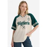 DeFacto Harry Potter Oversize Polo Yaka Baskılı Kısa Kollu Tişört G0832AX26SP - Beyaz-WT32