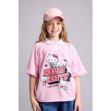 DeFacto Hello Kitty Lisanslı Relax Fıt Polo Yaka Kısa Kollu Açık Pembe Tişört Kız Çocuk H4843A826SM