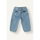DeFacto Hello Kitty Nakışlı Beli Lastikli Barrel Fit Geniş Paça Jean Pantolon Kız Bebek I1183A526AU