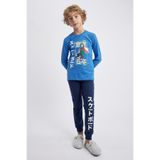 DeFacto Homewear Regular Fit Crew Neck Long Sleeve Knitted Pyjamas A6721A8 Pijama Takımı Erkek çocuk