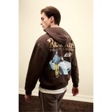 DeFacto Initial D Boxy Fit Kapüşonlu Baskılı Kalın Sweatshirt, L, F9760AX26SP, Kahve-BN337, erkek