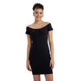 DeFacto Kadın Bodycon Kayık Yaka Fitilli Kaşkorse Mini Kısa Kollu Elbise