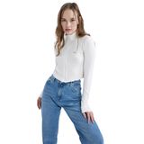 DeFacto Kadın Coool Fitted Fitilli Kaşkorse Hırka, Kırık Beyaz, XS