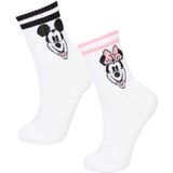 DeFacto Kadın Disney Mickey & Minnie 2'li Pamuklu Soket Çorap B8765AXNS - Beyaz-WT1 - Standart