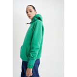 DeFacto Kadın Kapüşonlu, Kanguru Cepli, Reglan Kollu Basic Sweatshirt, Yeşil