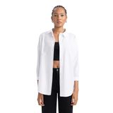 Defacto Kadın Oversize Fit Gömlek Yaka Poplin Uzun Kollu Tunik, Beyaz, XL