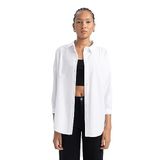 Defacto Kadın Oversize Fit Gömlek Yaka Poplin Uzun Kollu Tunik, Beyaz, XS