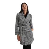 DeFacto Kadın Regular Fit Kaşe Ekose Desenli Kaban, Siyah, M