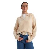 DeFacto Kadın Regular Fit Polo Yaka Kazak, Taş Rengi, XL