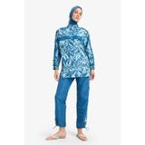 DeFacto Kadın Regular Fit Su İtici Burkini Tesettür Mayo Takımı, 3'lü Set, Koyu Mavi, L Beden