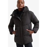 DeFacto Kadın Regular Fit Su İtici Kışlık Mont Siyah Yarım Polar Astarlı Fermuarlı Model A1553AX25WN - 2XL - Siyah-BK81