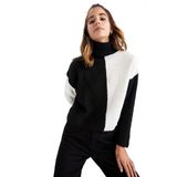 DeFacto Kadın Relax Fit Yarım Balıkçı Yaka Selanik Kumaş Kazak, Siyah , XL